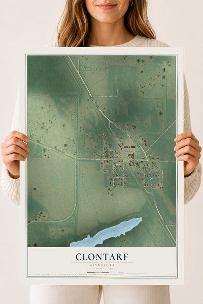 Map of Clontarf, Minnesota, 18 x 24 inch unframed archival matte print