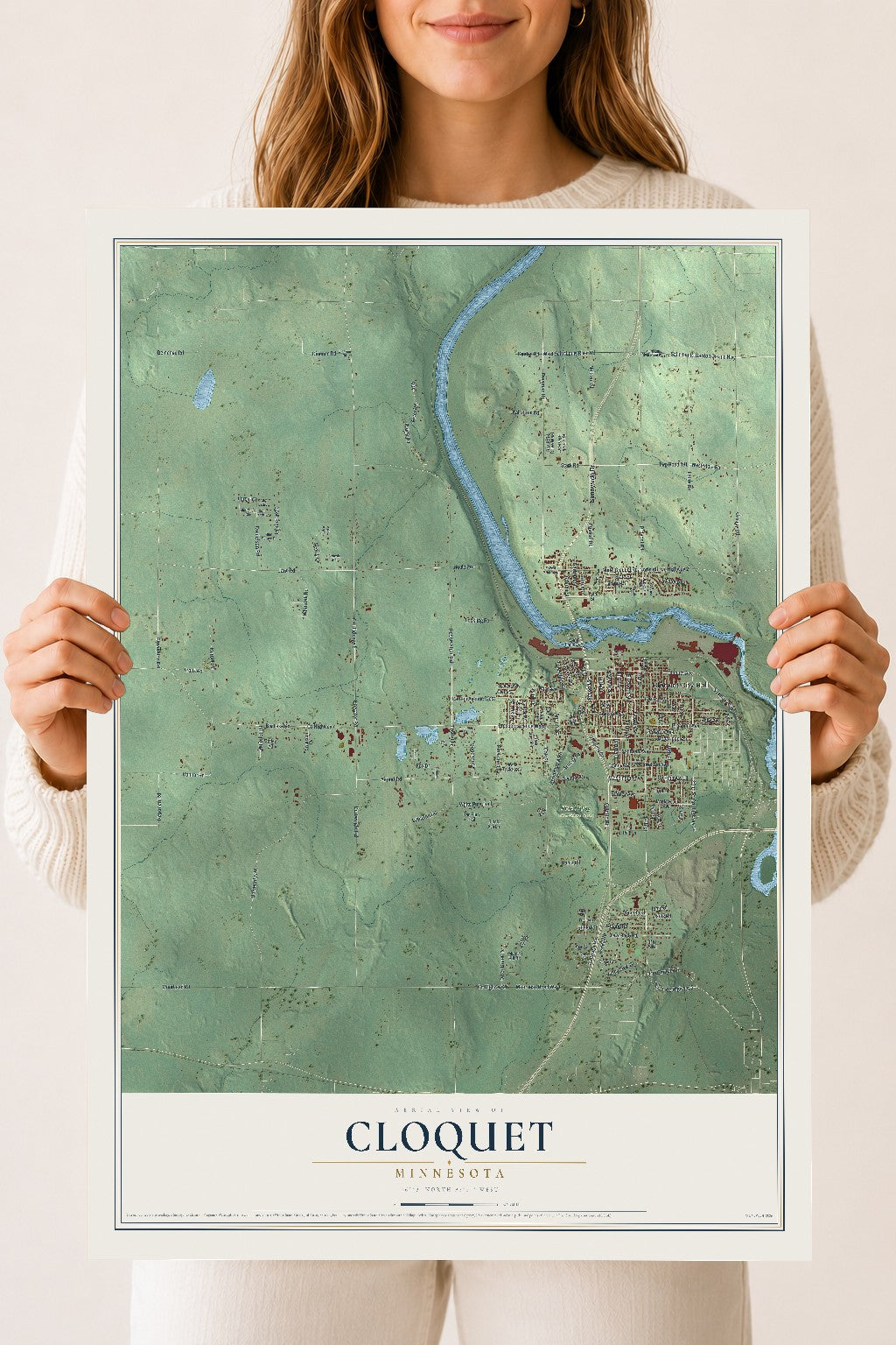 Map of Cloquet, Minnesota, 18 x 24 inch unframed archival matte print