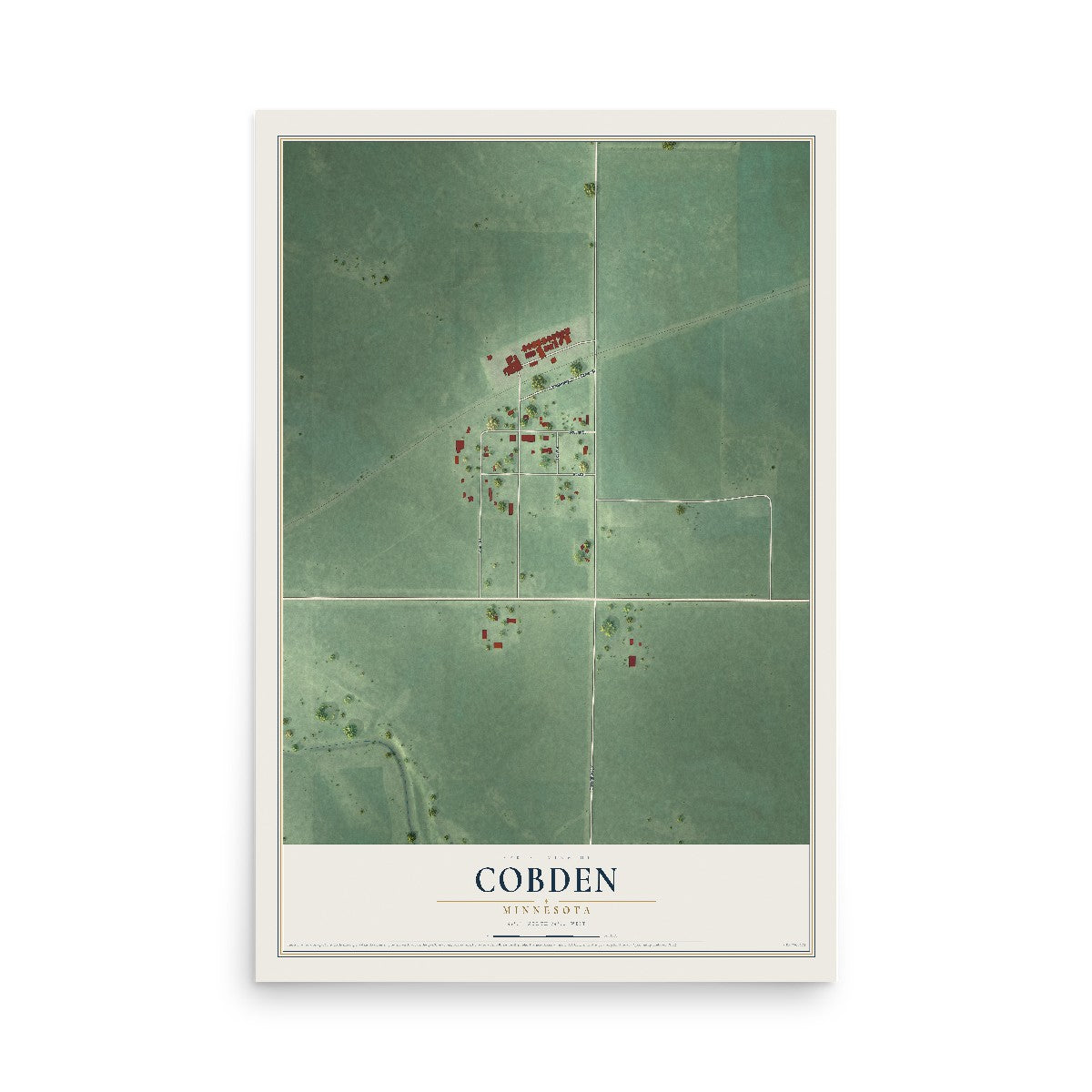 Map of Cobden, Minnesota, 12 x 18 inch unframed archival matte print