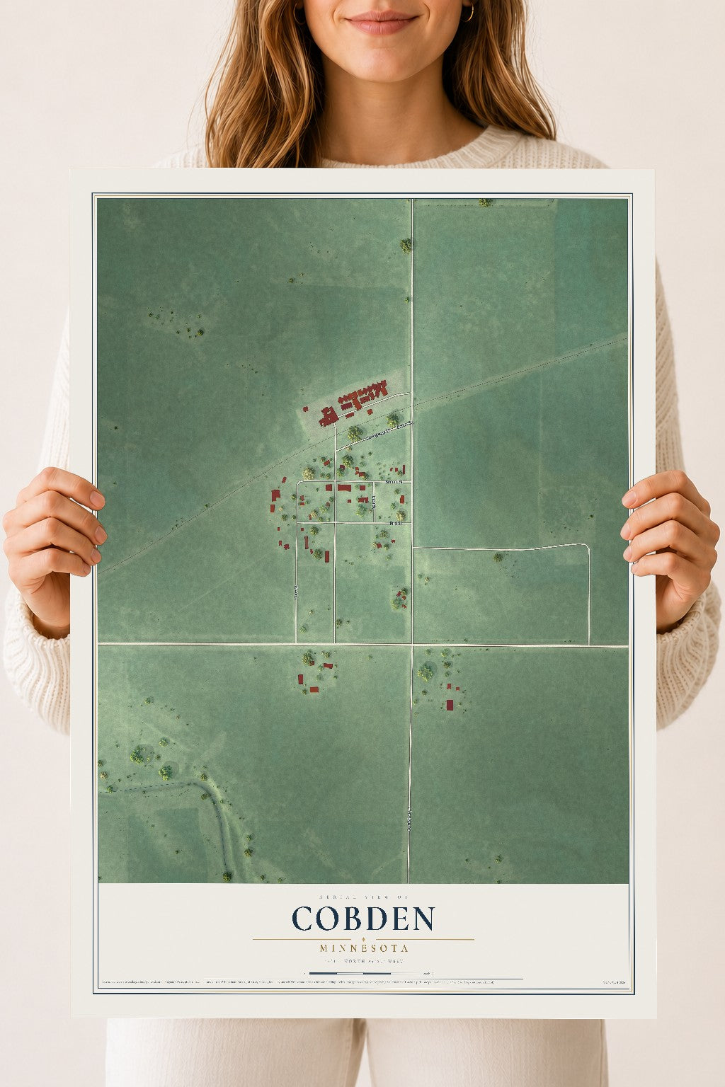 Map of Cobden, Minnesota, 18 x 24 inch unframed archival matte print
