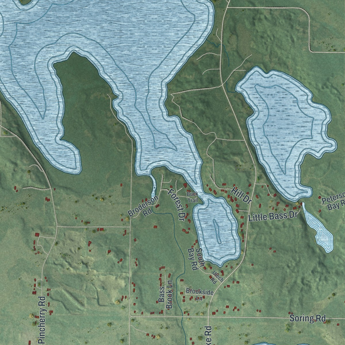 Second close-up of the map of Cohasset, Minnesota print showing more streets and buildings
