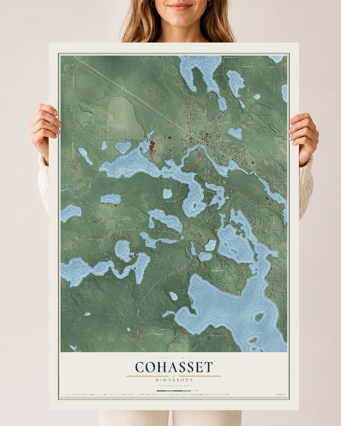 Map of Cohasset, Minnesota, 24 x 36 inch unframed archival matte print