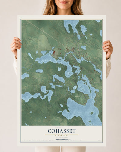 Map of Cohasset, Minnesota, 24 x 36 inch unframed archival matte print