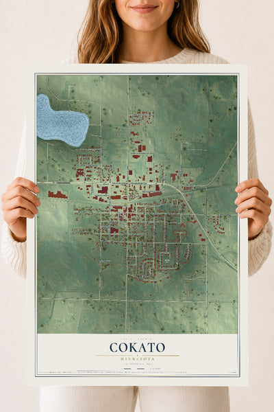 Map of Cokato, Minnesota, 18 x 24 inch unframed archival matte print