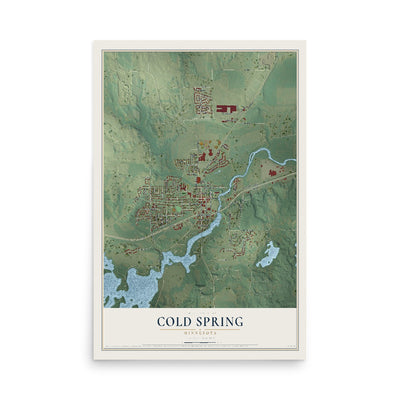 Map of Cold Spring, Minnesota, 12 x 18 inch unframed archival matte print