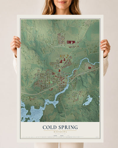 Map of Cold Spring, Minnesota, 24 x 36 inch unframed archival matte print