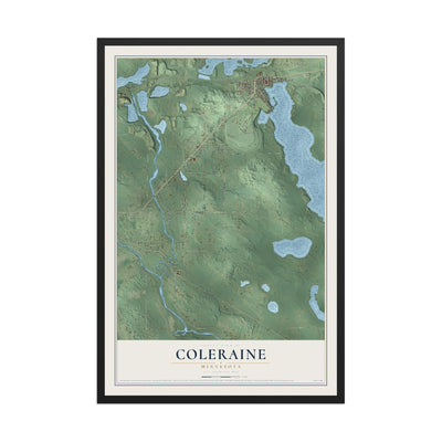 Map of Coleraine, Minnesota, 12 x 18 inch print in a black wood frame