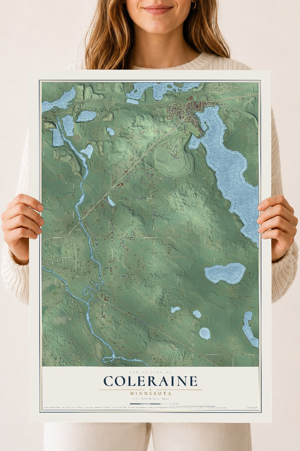 Map of Coleraine, Minnesota, 18 x 24 inch unframed archival matte print