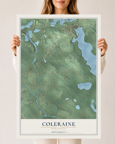 Map of Coleraine, Minnesota, 24 x 36 inch unframed archival matte print