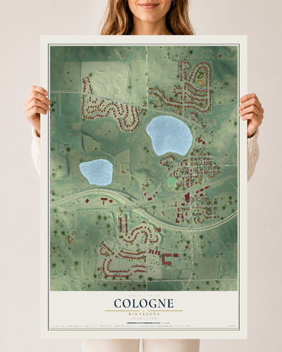 Map of Cologne, Minnesota, 24 x 36 inch unframed archival matte print