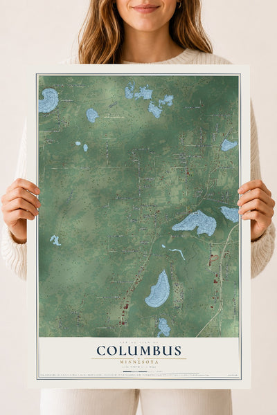 Map of Columbus, Minnesota, 18 x 24 inch unframed archival matte print