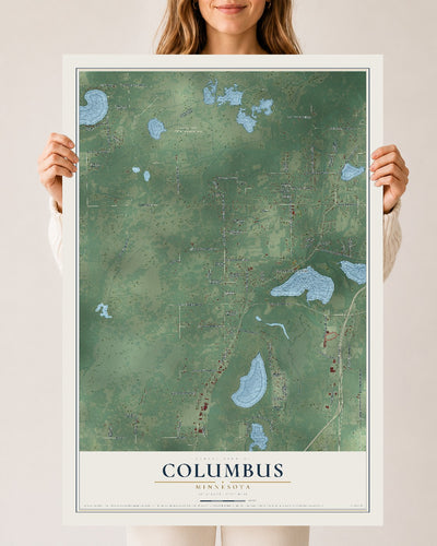 Map of Columbus, Minnesota, 24 x 36 inch unframed archival matte print
