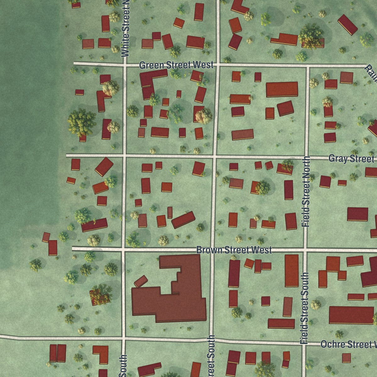 Close-up of the map of Comfrey, Minnesota print showing street and building detail