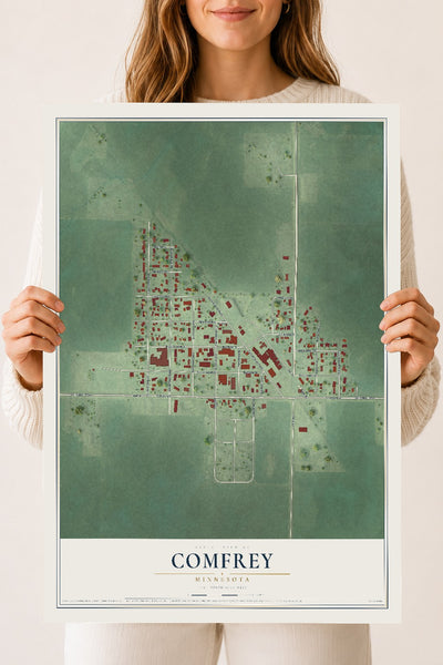 Map of Comfrey, Minnesota, 18 x 24 inch unframed archival matte print