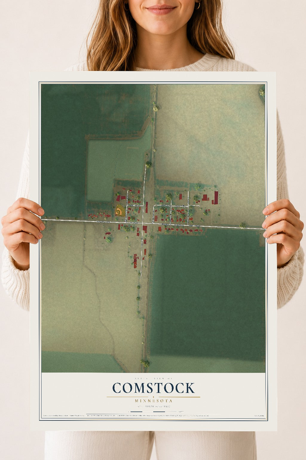 Map of Comstock, Minnesota, 18 x 24 inch unframed archival matte print