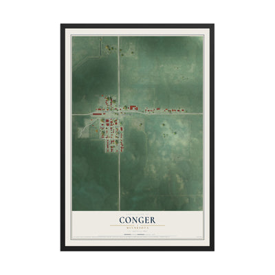 Map of Conger, Minnesota, 12 x 18 inch print in a black wood frame