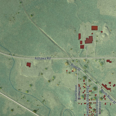 Second close-up of the map of Cook, Minnesota print showing more streets and buildings