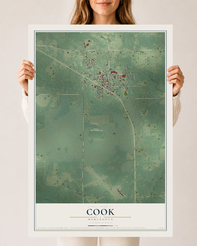 Map of Cook, Minnesota, 24 x 36 inch unframed archival matte print