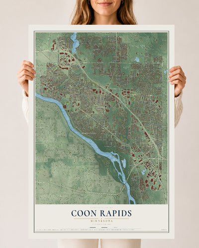 Map of Coon Rapids, Minnesota, 24 x 36 inch unframed archival matte print