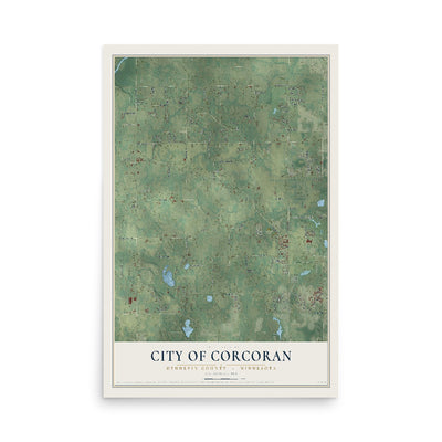 Map of Corcoran, Minnesota, 12 x 18 inch unframed archival matte print
