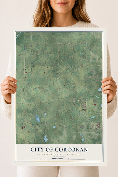 Map of Corcoran, Minnesota, 18 x 24 inch unframed archival matte print
