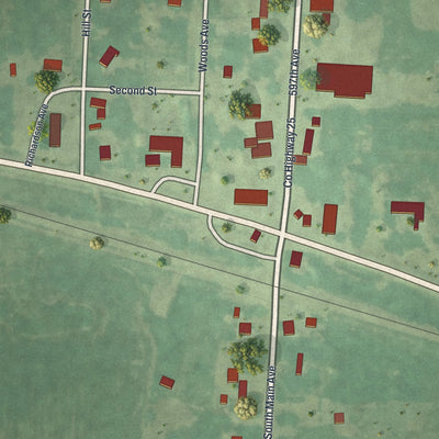 Close-up of the map of Correll, Minnesota print showing street and building detail