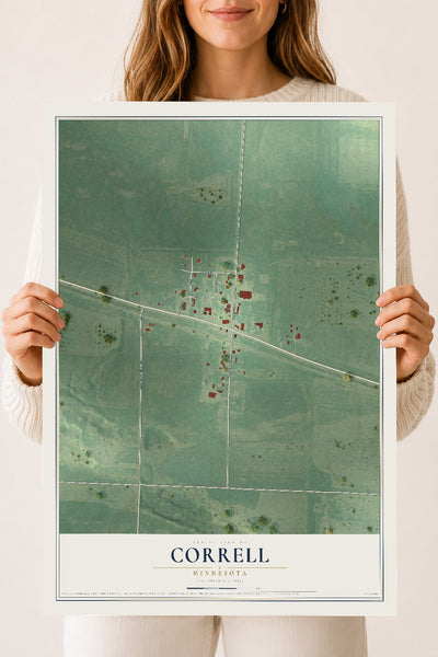 Map of Correll, Minnesota, 18 x 24 inch unframed archival matte print