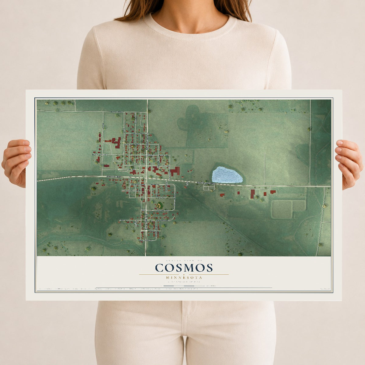 Map of Cosmos, Minnesota, 12 x 18 inch unframed archival matte print