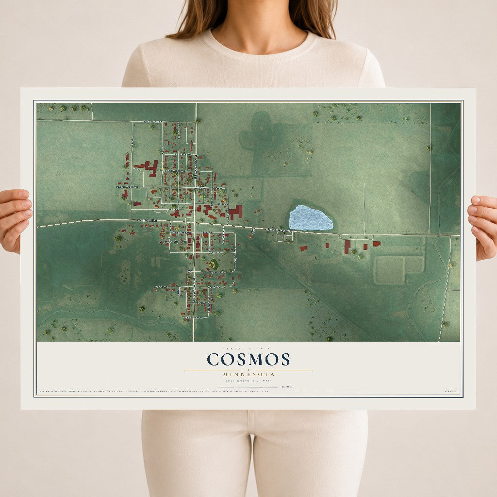 Map of Cosmos, Minnesota, 18 x 24 inch unframed archival matte print