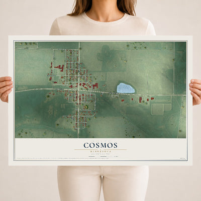Map of Cosmos, Minnesota, 18 x 24 inch unframed archival matte print