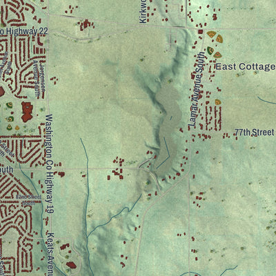 Second close-up of the map of Cottage Grove, Minnesota print showing more streets and buildings