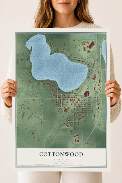 Map of Cottonwood, Minnesota, 18 x 24 inch unframed archival matte print