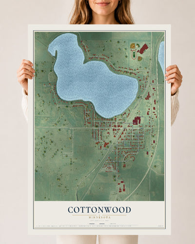 Map of Cottonwood, Minnesota, 24 x 36 inch unframed archival matte print