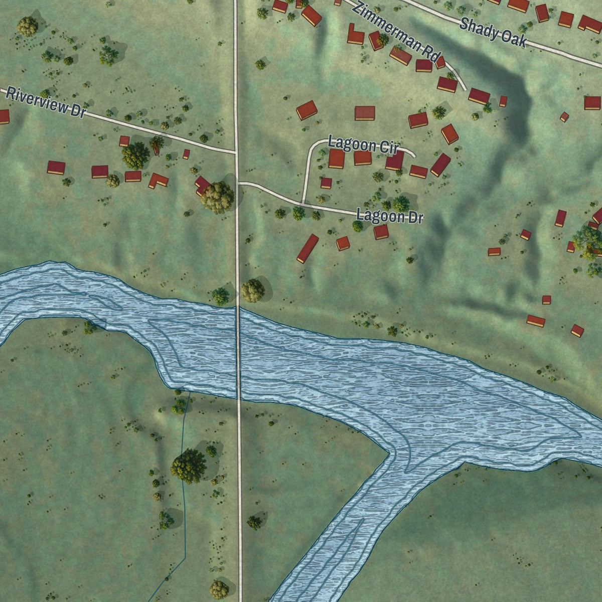 Second close-up of the map of Courtland, Minnesota print showing more streets and buildings