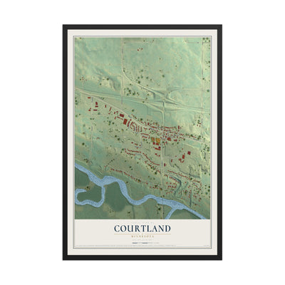 Map of Courtland, Minnesota, 12 x 18 inch print in a black wood frame