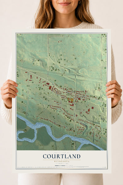 Map of Courtland, Minnesota, 18 x 24 inch unframed archival matte print