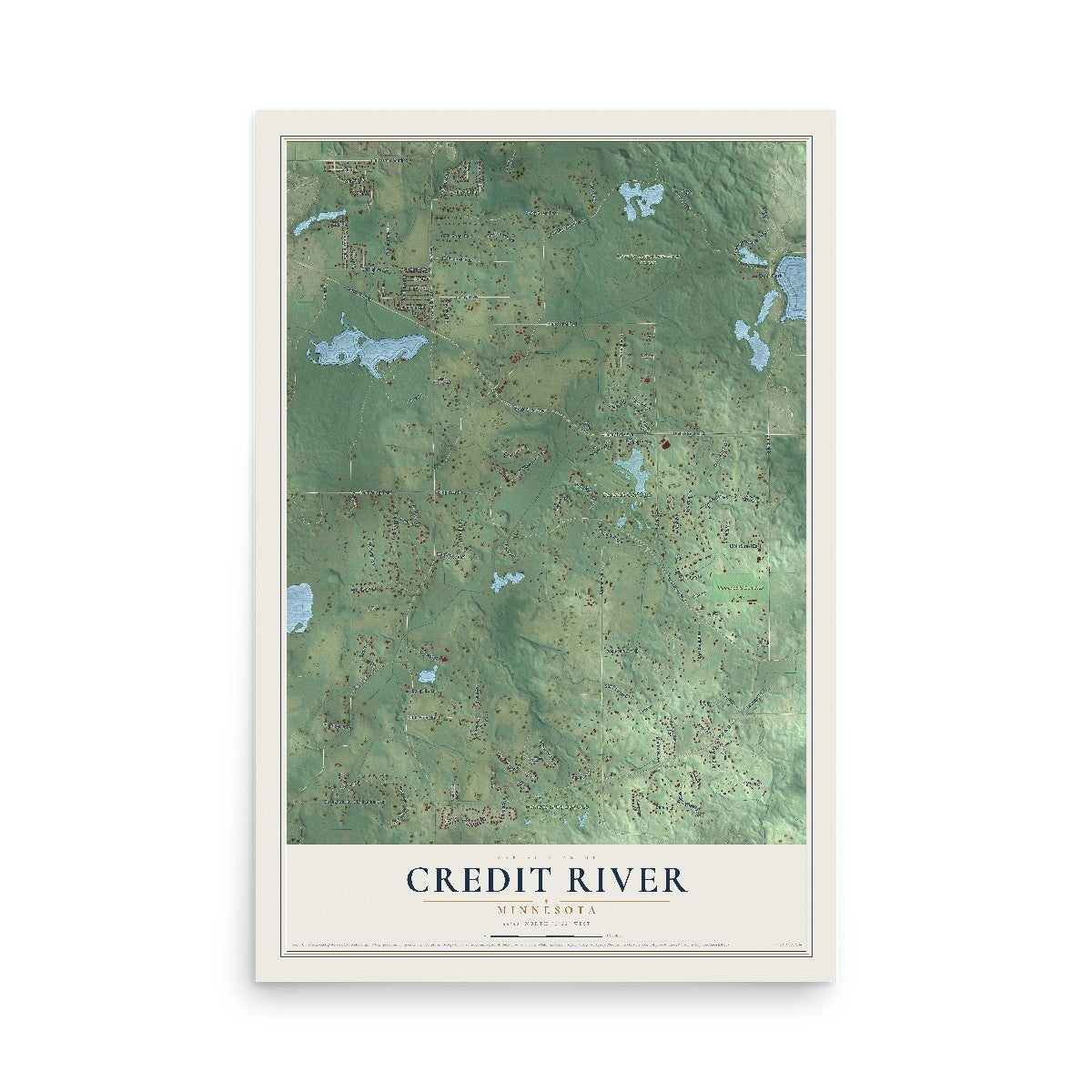 Map of Credit River, Minnesota, 12 x 18 inch unframed archival matte print