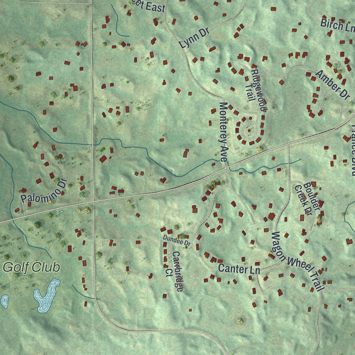 Close-up of the map of Credit River, Minnesota print showing street and building detail