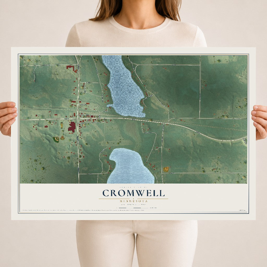 Map of Cromwell, Minnesota, 18 x 24 inch unframed archival matte print