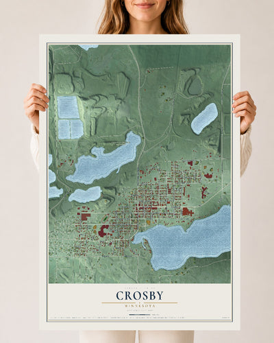 Map of Crosby, Minnesota, 24 x 36 inch unframed archival matte print