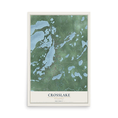 Map of Crosslake, Minnesota, 12 x 18 inch unframed archival matte print