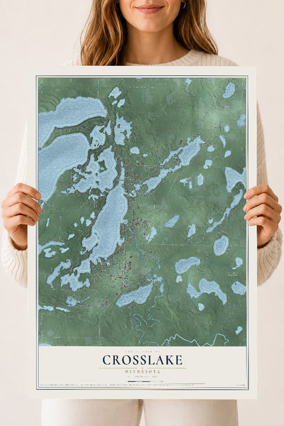Map of Crosslake, Minnesota, 18 x 24 inch unframed archival matte print