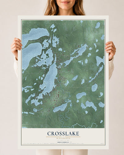 Map of Crosslake, Minnesota, 24 x 36 inch unframed archival matte print