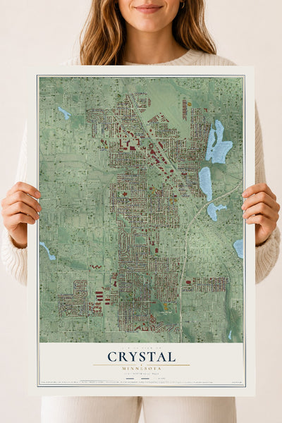 Map of Crystal, Minnesota, 18 x 24 inch unframed archival matte print