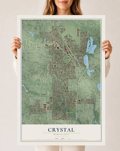 Map of Crystal, Minnesota, 24 x 36 inch unframed archival matte print