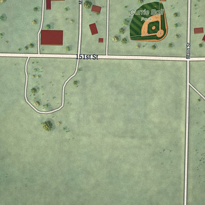 Second close-up of the map of Currie, Minnesota print showing more streets and buildings