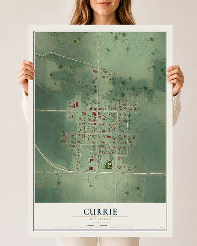 Map of Currie, Minnesota, 24 x 36 inch unframed archival matte print