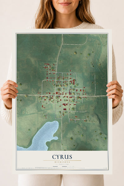 Map of Cyrus, Minnesota, 18 x 24 inch unframed archival matte print