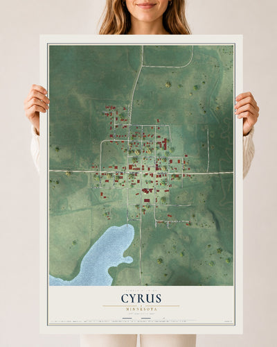 Map of Cyrus, Minnesota, 24 x 36 inch unframed archival matte print