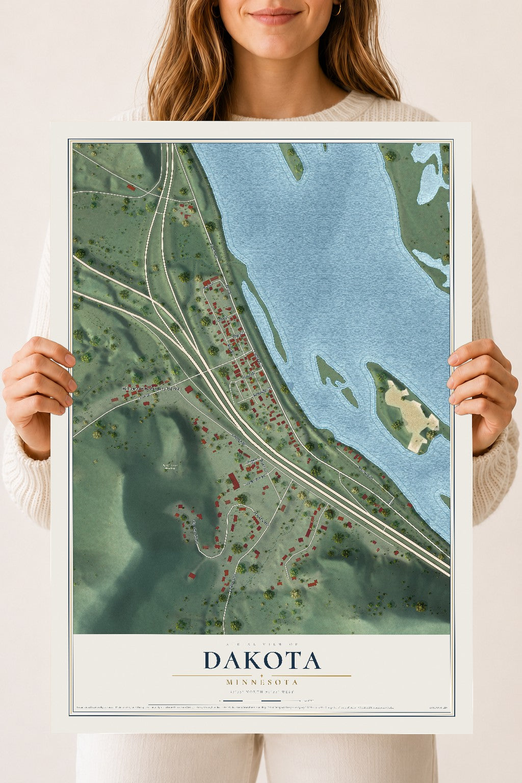 Map of Dakota, Minnesota, 18 x 24 inch unframed archival matte print